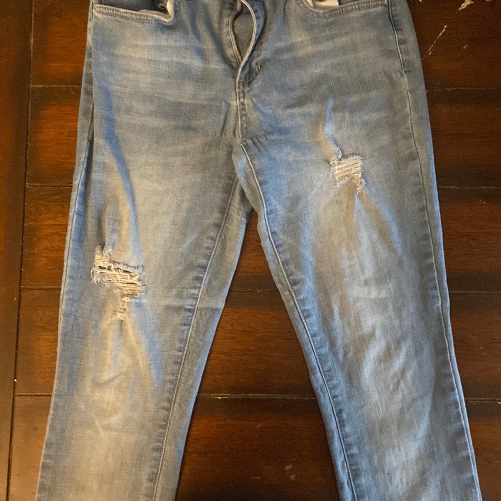Mid rise ankle stretch denim jeans